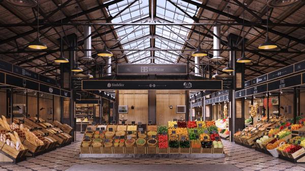 Jednym z najemc&oacute;w ArtNorblin będzie BioBazar, Przestrzeń kreatywna w dawnej fabryce Norblina, Aranżacja otwartej przestrzeni w Art Norblin, wiz. Capital Park