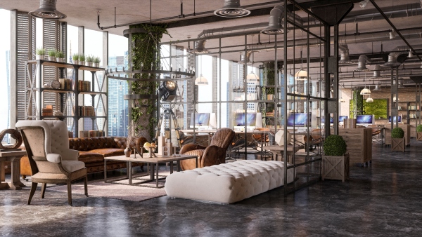 Aranżacja otwartej przestrzeni w Art Norblin, wiz. Capital Park