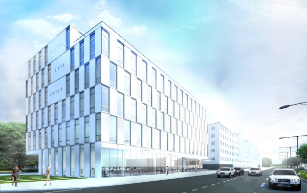 Widok od strony p&oacute;łnocnej na biurowiec Enter, inwestycję firmy Ekolan, wiz. materiały inwestora