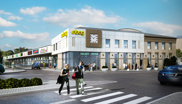 Koncepcję architektoniczną CH INBAG w Szamotułach przygotowała pracownia Kr&oacute;l. Projektowanie architektoniczne, wiz. materiały inwestora