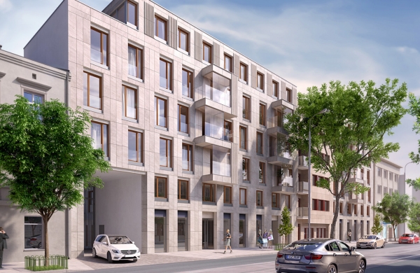 Projekt Kościuszki Apartments powstał w pracowni Grupa Projektowa GPP. Wiz. Echo Investment.