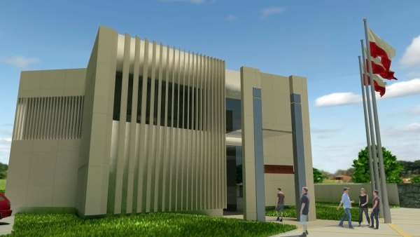 Wizualizacja Muzeum w Ossowie, wejście do obiektu