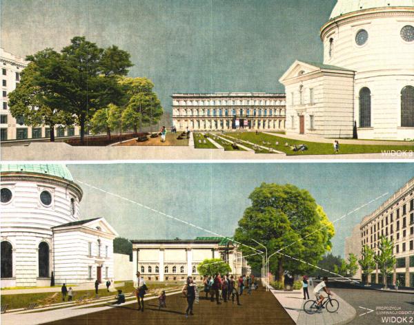 Praca, kt&oacute;ra zdobyła II nagrodę ze wskazaniem do realizacji w konkursie na modernizację Placu Małachowskiego w Warszawie 