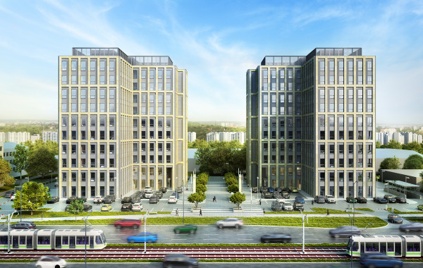 Koncepcja Symetris Business Park w Łodzi powstała w Pracowni Architektury, Urbanistyki i Wnętrz B'ART, wiz. Echo Investment