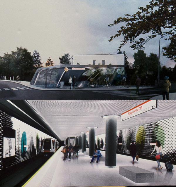 Koncepcja stacji C19 II linii metra w Warszawie na odcinku wschodnim-północnym, wiz. UM Warszawa. Koncepcja stacji C19 II linii metra w Warszawie na odcinku wschodnim-północnym, wiz. UM Warszawa.