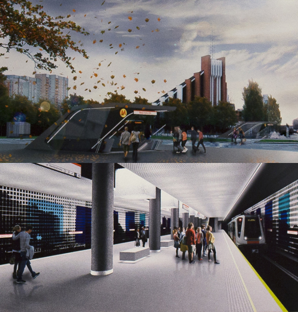 Koncepcja stacji C21 II linii metra w Warszawie na odcinku wschodnim-północnym, wiz. UM Warszawa. Koncepcja stacji C21 II linii metra w Warszawie na odcinku wschodnim-północnym, wiz. UM Warszawa.