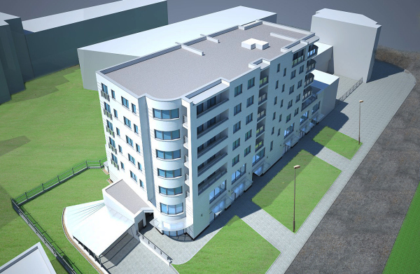 W budynku przy ul. Terespolskiej w Warszawie przewidziano 34 mieszkania, budowa ma zakończyć się w marcu 2017 r., wiz. Eiffage.