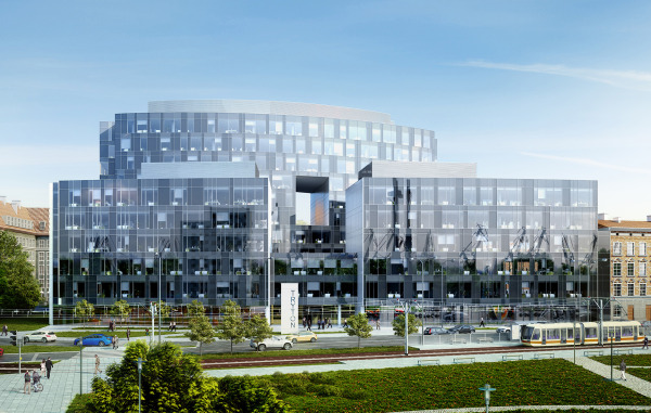 Powstający w Gdańsku biurowiec Tryton Business House ma być gotowy do końca roku, wiz. Echo Investment