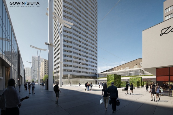 Projekt zagospodarowania placu przed budynkiem Zodiak przygotowała pracownia Gowin & Siuta, wiz. UM Warszawa.