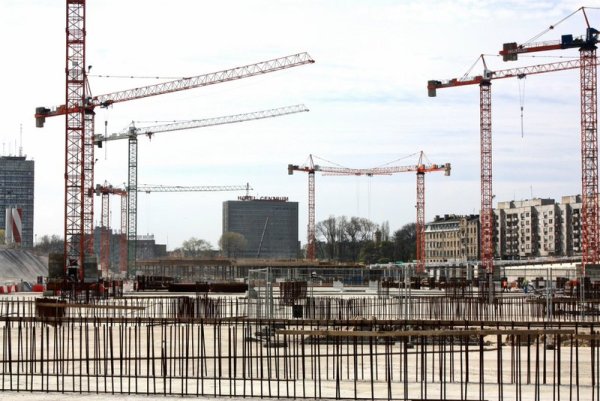 Na budowie dworca kolejowego Ł&oacute;dź Fabryczna. Fot. PKP PLK