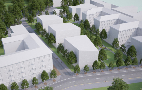 Proponowana zabudowa w kierunku ul. Rozbrat i Szarej, wiz. materiały inwestora