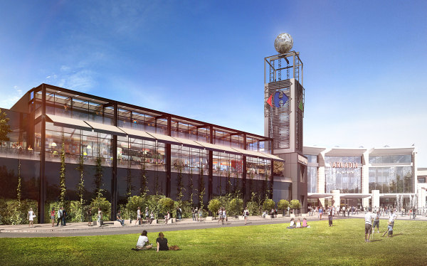 W Arkadii pojawi się nowa część elewacji z metalu i czarnego szkła, wiz. Unibail-Rodamco.