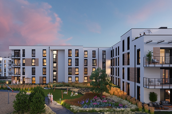 Osiedle Beauforta 2 objemie 9 trzypiętrowych budynk&oacute;w. Wiz. Euro Styl.