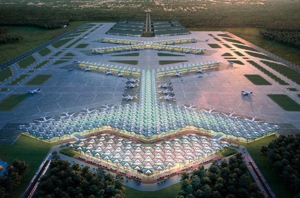 Pracownia Foster+Partners zaproponowała w terminalu naturalne drzewa. Pracownia Foster+Partners zaproponowała w terminalu naturalne drzewa.