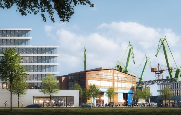 Koncepcja Drewnicy w Gdańsku zakłada pozostawienie historycznych obiekt&oacute;w po dawnej stoczni. Wiz. Jems Architekci