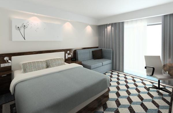 Hampton by Hilton w Poznaniu będzie miał 8 kondygnacji i powierzchnię blisko 5 tys. mkw. W obiekcie znajdzie się 117 pokoi. Wiz. materiały inwestora.