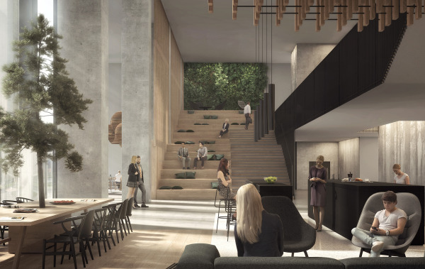 Lobby w projekcie biurowym Spark