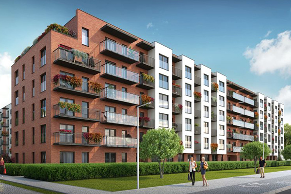 Osiedle Salsa w Krakowie - w pięciopiętrowych budynkach powstanie 230 mieszkań i lokale biurowe.