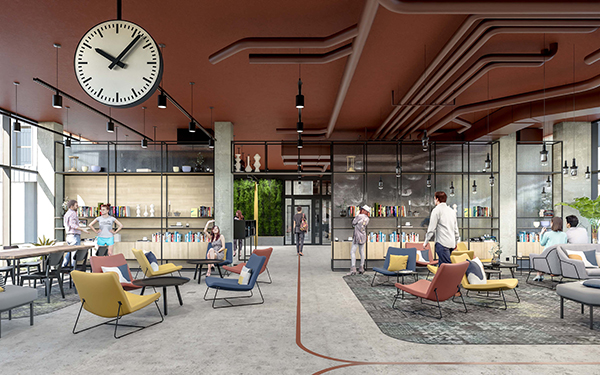 Lobby w domu studenckim przy ul. Fabrycznej we Wrocławiu. Lobby w domu studenckim przy ul. Fabrycznej we Wrocławiu.