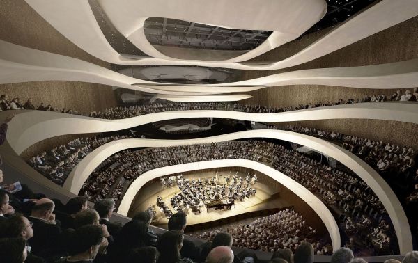 Docelowo projekt Sinfonia Varsovia Centrum obejmie pięć budynków zabytkowych, nowy budynek sali koncertowej oraz ogród. 