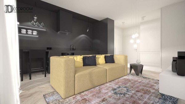 Wizualizacja wnętrza zaprojektowanego przez architekt Urszulę Bielawską z Pracowni Decoroom.