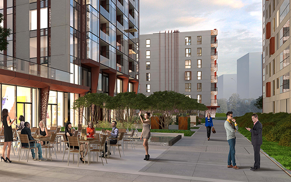 Kompleks Towarowa Towers to 5 budynk&oacute;w, w kt&oacute;rych opr&oacute;cz funkcji mieszkaniowych przewidziano r&oacute;wnież usługi i gastronomię. 