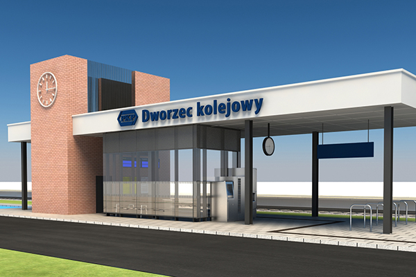 Dworzec w Żelistrzewie na linii kolejowej nr 213.